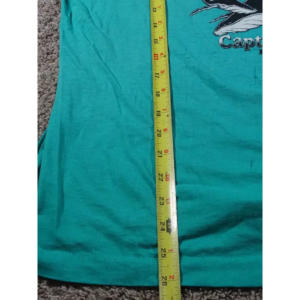 Vintage Capt John Boats Whale Watch T Shirt S Teal Plymouth MA Coastal Gorpcore
